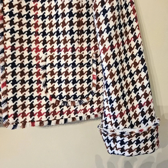 Brooks Brothers Red Fleece Tweed Houndstooth Wool Blended Women's Jacket Size 12 - Picture 9 of 14